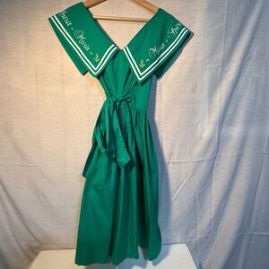 Chic Green Sailor Collar Midi Dress